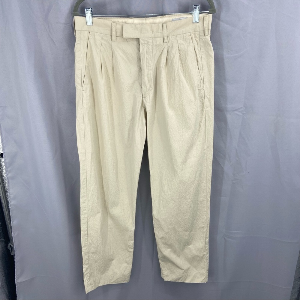 No Nationality NN07 Cream Pleated Front Fritz Pants‎ Crinkle Fabric (Hemmed)